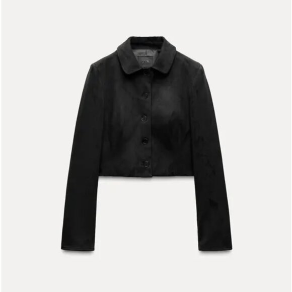 Zara Jackets & Blazers - ZARA Black Faux Suede Cropped Jacket New without tags Size XS 🖤